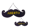 Placa Aberto/Volto Já Bigode