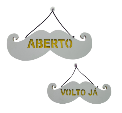 Placa Aberto/Volto Já Bigode