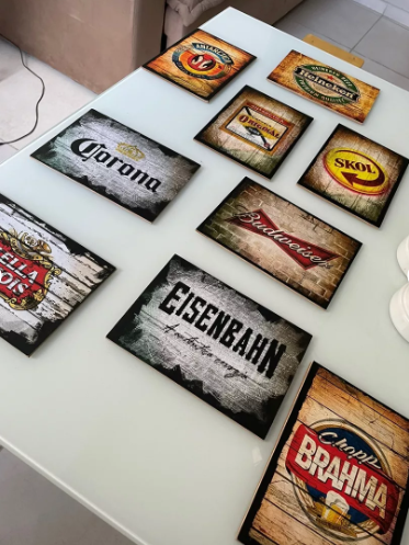 Kit 10 Quadros Decorativos Placas Tema Cerveja