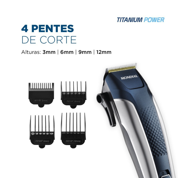 Máquina De Cortar Cabelo Profissional Titanium Power CR9