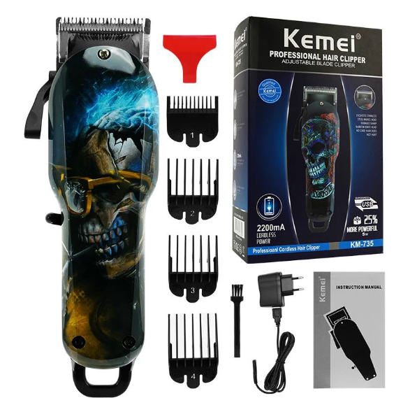 Máquina De Cortar Cabelo Profissional Kemei Skull Flórida