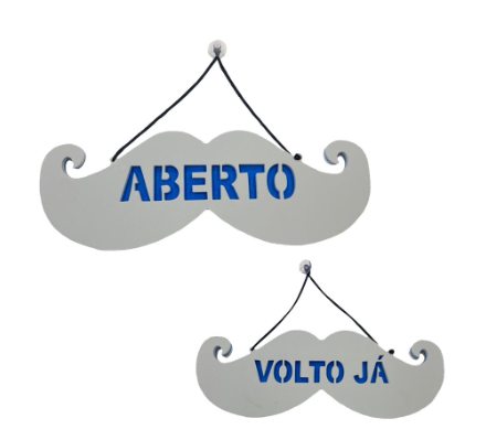 Placa Aberto/Volto Já Bigode