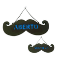 Placa Aberto/Volto Já Bigode