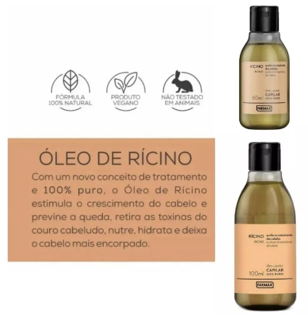 Óleo de Rícino capilar 100% puro Farmax 30 ml