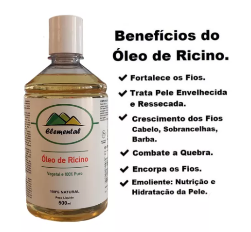 Óleo De Rícino - Elemental Crescimento De Cabelo Com 500ml