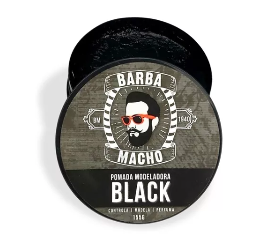 Pomada Modeladora Barba Macho Efeito Black 155g