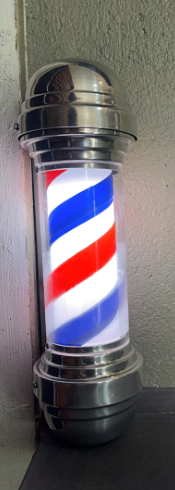 Mini Barber Pole Elétrico Luz Giratória