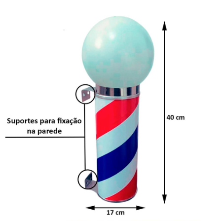 Barber Pole Luminária Luz Não Giratória