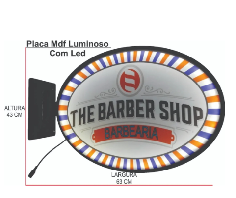 Placa Luminosa Dupla Face Letreiro Barbearia Barber Shop