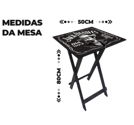 Mesa de Madeira Quadrada Dobrável Jack Daniels