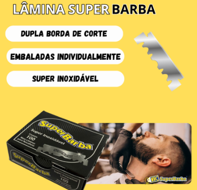 Lâmina De Barbear Super Barba Black Inox - 100 Unidades