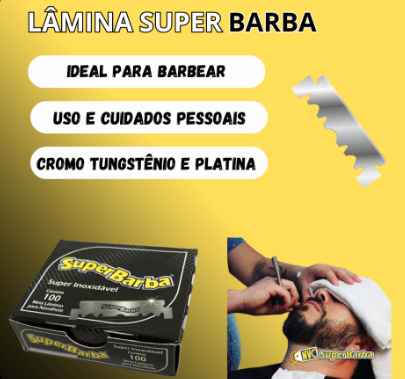 Lâmina De Barbear Super Barba Black Inox - 100 Unidades