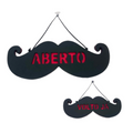 Placa Aberto/Volto Já Bigode